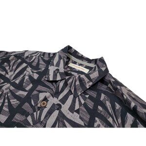 Tommy Bahama Men's Large Linen Floral Hawaiian Short Sleeve‎ Button Down Shirt